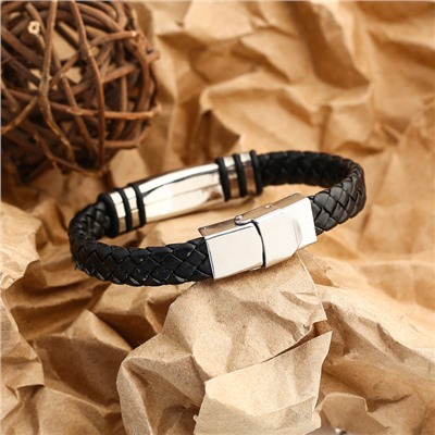 Браслет унисекс «Мощь», цвет чёрный с серебром, 22 см