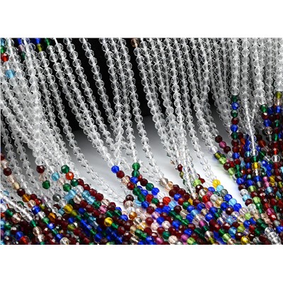 Бусины из шпинели шарик гр.3мм цв.хрусталь, ассорти, 37см, 126 бусин