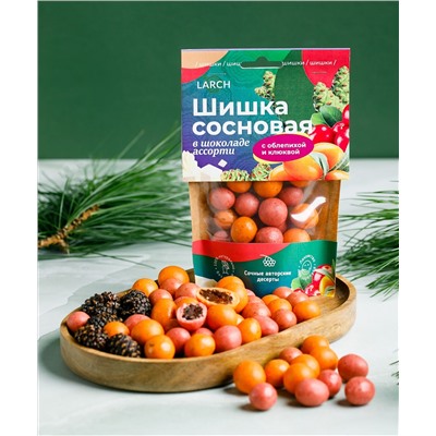 Шишка сосновая в шоколаде Ассорти Облепиха и Клюква / дой пак / 60 г / LARCH