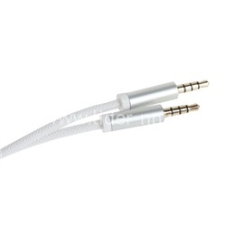 Кабель AUX 3.5 на 3.5 Am-Am  (1м) 3-х контактный    БЕЛЫЙ  белая оплетка ELTRONIC (в коробке)
