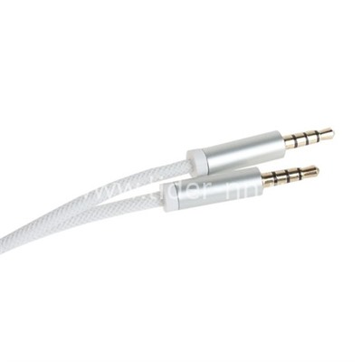Кабель AUX 3.5 на 3.5 Am-Am  (1м) 3-х контактный    БЕЛЫЙ  белая оплетка ELTRONIC (в коробке)