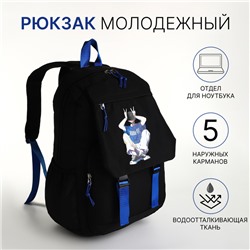 Рюкзак школьный на молнии, с карманами, чёрный