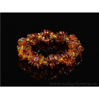 Браслет из янтаря облепиха коньячный с шариком