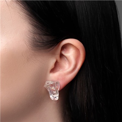 Серьги акриловые «Льдинка» неровный куб, цвет белый