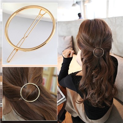 Заколка для волос металлическая золотая КРУГ