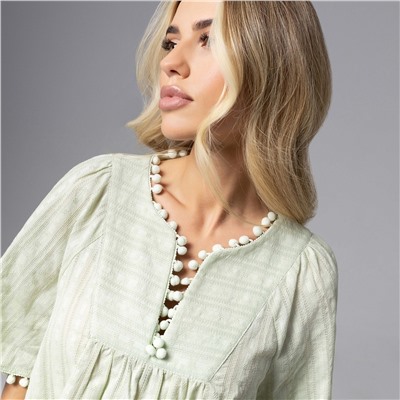 Блуза в стиле бохо, Летний фольклор (зеленая)