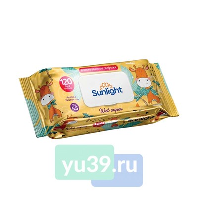 Салфетки детские влажные SUNLIGHT BABY ECO Жираф, Мишка 120 шт