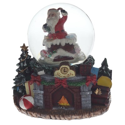GAEM Фигурка в стекл. шаре с музыкой, эффектом вьюги и подсвет."Санта", D 10 см, L16 W13,5 H15,5 см