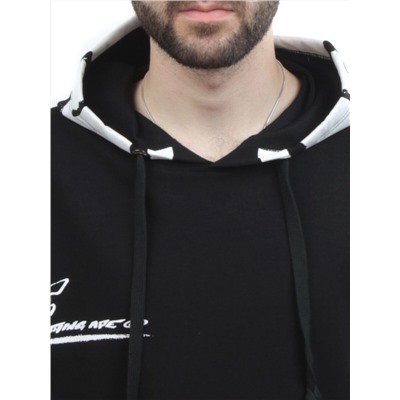 2702 BLACK/WHITE Толстовка мужская (75% хлопок, 20% полиэстер, 5% спандекс)