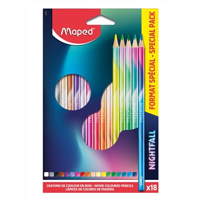 Карандаши 18цв деревянные MAPED NIGHTFALL 831701/12/Франция