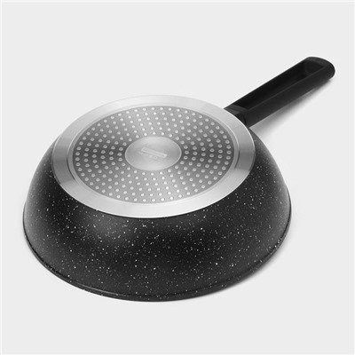 Сковорода Доляна «Первый дом», d=24 см, h=7 см, антипригарное покрытие, индукция, кованый алюминий, чёрная