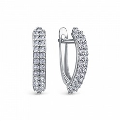 Серьги с фианитом родированные серебро 925*