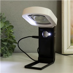 Лампа-лупа х10 ×25 для творчества LEDx24 от 3АAA+ USB линзы d=1 см и 12.5 см 5×8.3×22 см