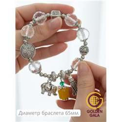 Браслет женский с кристаллами на резинке БР12/01 (перламутрово-прозрачный)