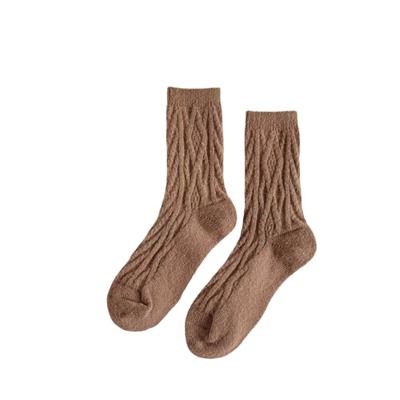 Keep warm Japanese demi-season colored woolen winter velvet knee socks, increased thickness, mid-length