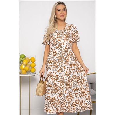 Платье Иоланда (бело-коричневое) П13678-5М