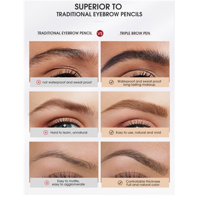 Маркер для бровей O.TWO.O Triple Brow Pen Dark Brown № 3 ml