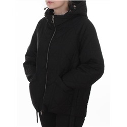 8061 BLACK Куртка стеганная демисезонная женская (100 гр. холлофайбер)