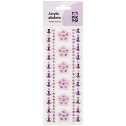 Наклейки акриловые MESHU "Purple flowers", 25*8,3см, стразы, 305 наклеек, инд. уп., европодвес