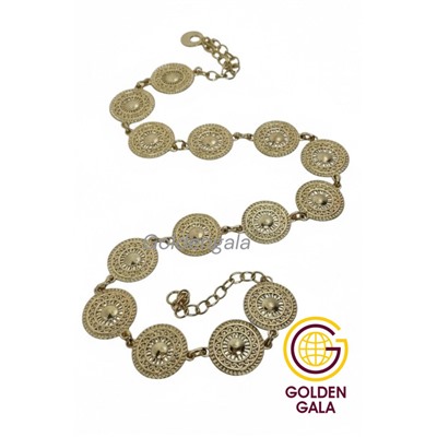 Пояс женский цепочка  с кольцами цвет золото модель 11