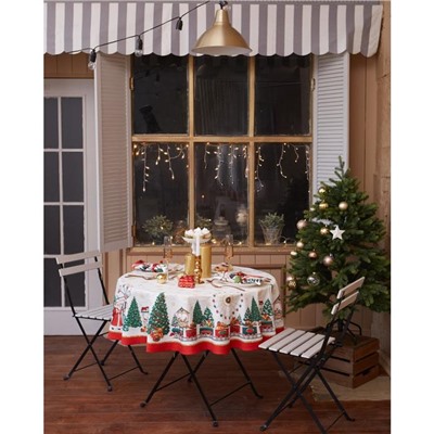 Скатерть новогодняя «Этель. Новогодняя ярмарка», d=150 ± 3 см с ГМВО, 100% хлопок, саржа 190 г/м²