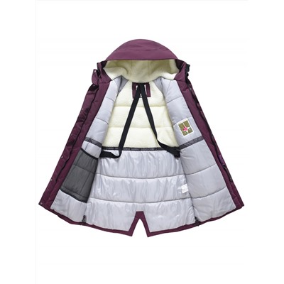 Парка зимняя женская с капюшоном бордового цвета 9538-1Bo