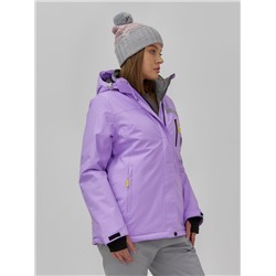 Горнолыжная куртка женская зимняя сиреневого цвета 7017Sn