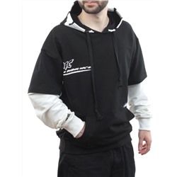 2702 BLACK/WHITE Толстовка мужская (75% хлопок, 20% полиэстер, 5% спандекс)