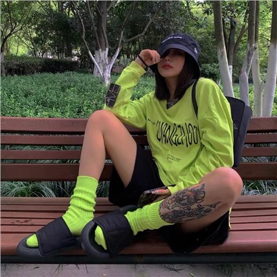 Demi-season colored fluorescence cotton socks for men and women