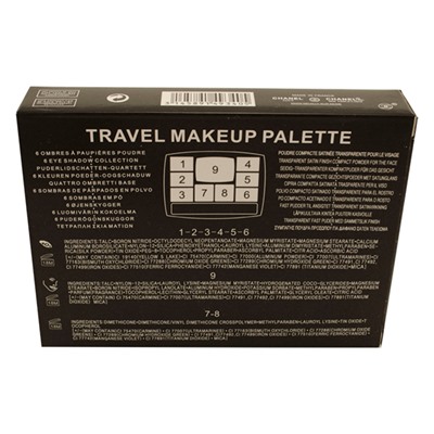 Тени для век C Travel Makeup Palette тени 6 цв. + тени для бровей 2 цв. + пудра 1 цв. № 8 33 g