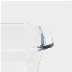 Кастрюля для запекания Доляна «Утятница», 2.9 л, 24.5×20.5×13.5 см, жаропрочное стекло, прозрачная