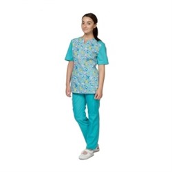 2791681 Халат-блуза медицинская модель Педиатр бирюза р.52, рост 170-176 ц. бирюза