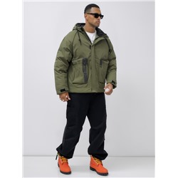 Куртка молодежная мужская зимняя с капюшоном цвета хаки 25313_1Kh