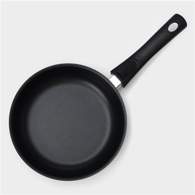 Сковорода KUKMARA «Традиция», d=22 см, стеклянная крышка, съёмная ручка, антипригарное покрытие, алюминий, чёрный