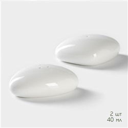 Набор для специй BellaTenero, 3 предмета: солонка 40 мл, перечница 40 мл, подставка, на бамбуковой подставке, фарфор, белый