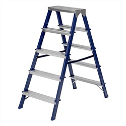 Стремянка двусторонняя 5 ступеней, стальная, Сибртех