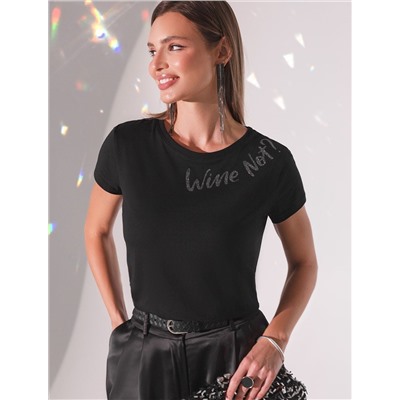 Нарядная футболка с блестящим принтом