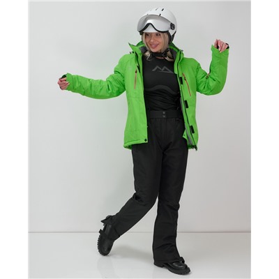 Горнолыжный костюм женский зимний зеленого цвета 02393Z
