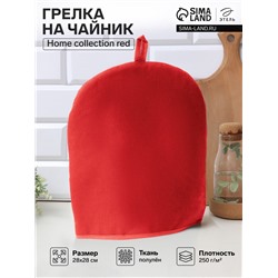 Грелка на чайник Этель Home collection red 28×28 см, 61% лён, 39% хлопок