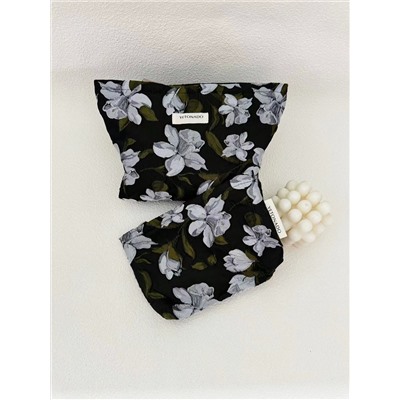 Retro capacious cosmetic bag, handheld organizer bag to go out, liner, flowered