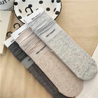 Cotton thin retro knee socks, mid-length, french style