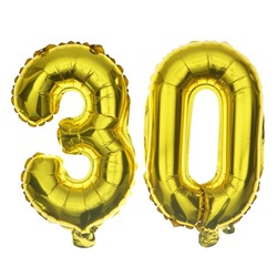 Шары воздушные фольгированные 16" «30 лет», цвет золотой