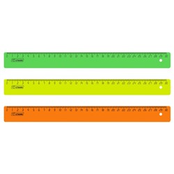 Линейка 30 см Стамм Neon, пластиковая, непрозрачная, неоновые цвета, европодвес, микс (цена за 1 шт.)