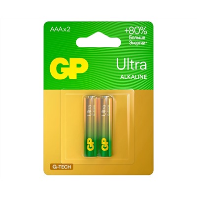 Батарейка GP Ultra G-Tech AAA (LR03) 24AU алкалиновая, BC2