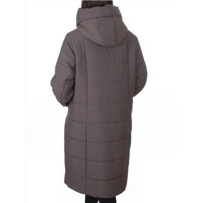 A615 GRAY/BEIGE Пальто зимнее женское (верблюжья шерсть, 120 гр. холлофайбер)
