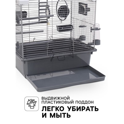 Клетка для птиц "Пижон" №100, разборная, 42 х 30 х 37см (укомплект.) серая