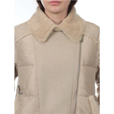 033 BEIGE Куртка зимняя облегченная женская (холлоффайбер 150 гр., искусственная дубленка)
