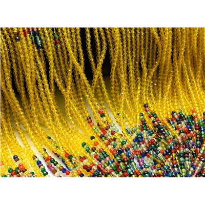 Бусины из шпинели шарик гр.2мм цв.желтый, ассорти, 37см, 197 бусин