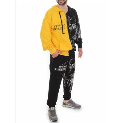 2630/7349 BLACK/YELLOW Костюм спортивный мужской (75% хлопок, 20% полиэстер, 5% спандекс)