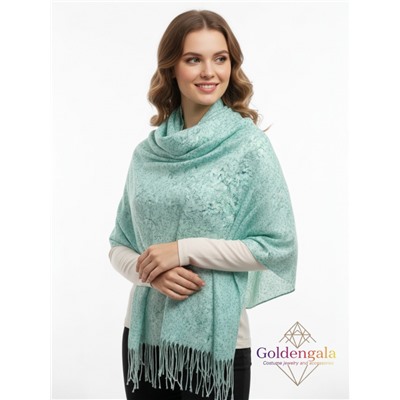 Палантин из хлопка и бамбука премиум Арт 2459/9 фон бирюзовый